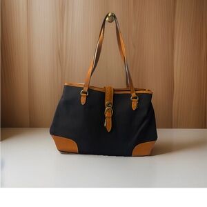 Weaver West Navy Blue Canvas Leather Trim Equestrian Tote